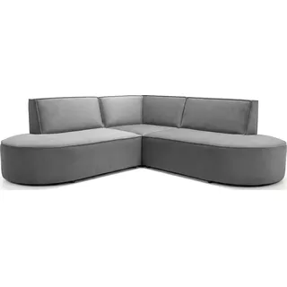 WFL GROUP Ecksofa Nora L-Form 3-Sitzer Universell, Samt, Grau 223/73/223 cm