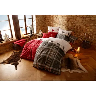 MY HOME Bettwäsche »Wenda« 2 tlg. in Qualitäten PolyCotton (kühlend) + Biber (wärmend, 100% Baumwolle), rot