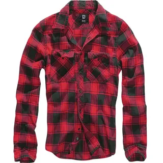 Brandit Textil Check Langarmhemd Rot / Schwarz XL