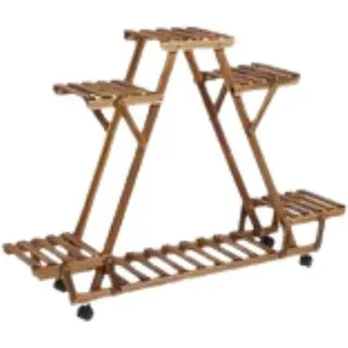 Hochbeet Holz - Dreieckiges Blumenpflanzgerät - Standard - Auf Rollen - Inn- und Außen - 91x25x81 cm.