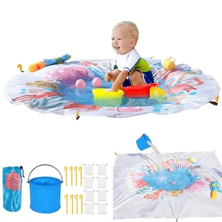 KBIBCK Strand Pool für Kleinkinder, 140cm 4.6 FT Babypool für Strand, Toddler Beach Pool, Round Beach Puddle Pool Faltbares mit Tragebeutel und Befestigungsklammern für Reise Urlaub Picknick