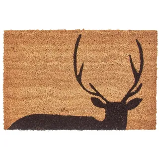 Homescapes FUßMATTE Hirsch, Kokos 40/60 cm , Naturmaterialen , Tiere , Rechteckig , 40x60 cm , Teppiche und Böden, Schmutzfangmatten, Fußmatten
