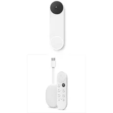 Google Nest Doorbell - akkubetriebene Türklingel mit Videofunktion + Chromecast with TV brings entertainment by voice search to your TV. Series or Netflix in up to 4K HDR Quality. Easy to set