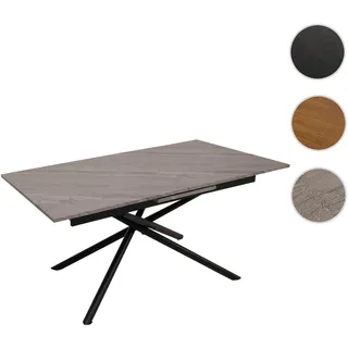 Esszimmertisch HWC-O57, Ausziehtisch Esstisch, Eisen MDF ausziehbar 160-200x90cm ~ Marmor-Optik grau