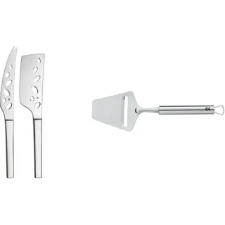 WMF Käse-Set 2-teilig Käsemesser Käsebeil Nuova Cromargan Edelstahl rostfrei poliert & Käsehobel 24 cm Profi Plus Cromargan Edelstahl rostfrei teilmattiert spülmaschinengeeignet