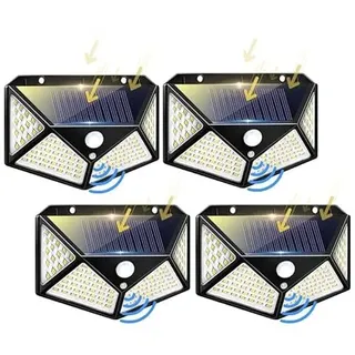 m MU 4 Stück Solarlampen für Außen mit Bewegungsmelder, solarstrahler für Außen 100LED Solar Aussenleuchte 3 Modi Solar Wandleuchte Aussen IP65 Solarlicht Solarlampe für Garten, Stufen, Garage