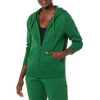 Amazon Essentials Damen Kapuzenpullover aus French-Terry-Fleece mit durchgehendem Reißverschluss (Erhältlich in Übergröße), Grün, Größe M