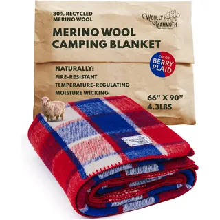 Woolly Mammoth Woolen Company Limited Edition Farmhouse Kollektion Freedom Wolldecke 66" x 90" Rot/Navy/Creme Plaid