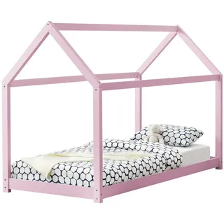 [en.casa] Hausbett Netstal 90 x 200 cm Kiefer rosa