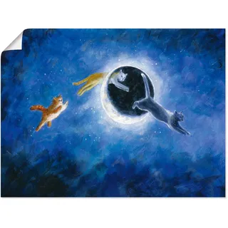 Artland Poster »In der Nacht sind alle Katzen grau« Haustiere 1 Stk. tlg. als Leinwandbild, Poster in verschied. Größen, blau