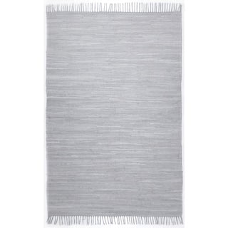 Dhurry | Fleckerl | Flachgewebe-Teppich aus 100% Baumwolle; handgewebt, waschbar, beidseitig verwendbar | 90 x 160 cm; Grau | Happy Cotton