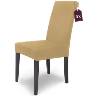 Scheffler Home Stuhlhussen Beige 4er Set Stretch Mia Schwingstühle