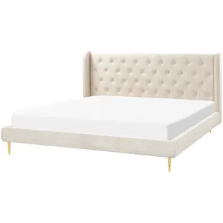 Beliani Polsterbett Beige Textil, 180x200 cm