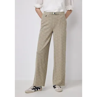 street one studio STREET ONE STUDIO, Damen, Gr. 44, Länge 30, beige (clove beige), Stoff, 70% Polyester, 25% Viskose, 5% Elasthan, meliert, loose fit lang, Hosen Stoffhose, High Waist