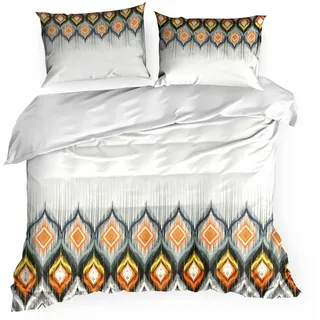 Eurofirany Bettwäschegarnitur Bettwäsche Satin NIKA 21 220x200 cm 3 TLG SET: mit 2 Kissenbezüge 70x80 cm - Weiß