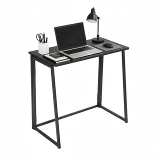 FurnitureR Faltbarer Schreibtisch 80X40CM – Computertisch mit Metallrahmen & MDF-Holzplatte – Klappbarer Arbeitstisch für Home Office, Gaming & Studium – Industrial Design(Schwarz)