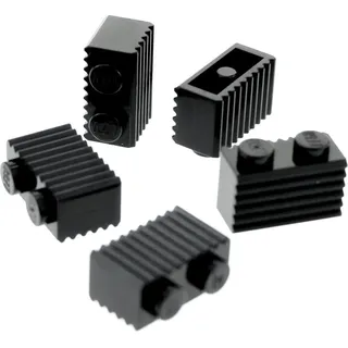 5x Lego Bau Stein modifiziert 1x2 schwarz Rillen Gitter Riffel Eisenbahn 2877 - Schwarz
