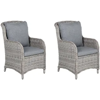 Beliani Gartensessel 2er-Set PE Rattan grau Cascais , Kunststoff , 60x96x73 cm , Gartenmöbel, Loungemöbel, Loungesessel
