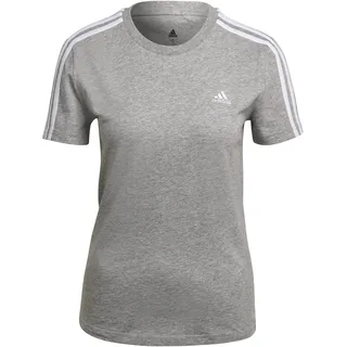 adidas LOUNGEWEAR Essentials Slim 3-Streifen T-Shirt Medium Grey Heather / White XS