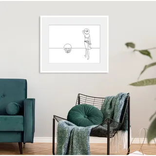 queence Bild »Walking On Sunshine« Frau   Kunst   Meer   Modern   Schwarz-Weiß   Sonnenaufgang & -untergang, weiß