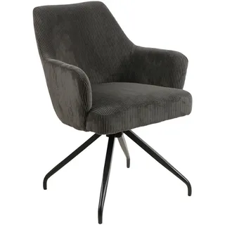 Livetastic Armlehnstuhl , Grau , Holz, Metall, Textil , Pappel , Sperrholz , Drehkreuz , 57x86x65 cm , Sitzfläche 360° drehbar , Esszimmer, Stühle, Polsterstühle