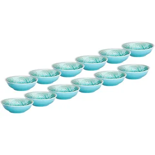 Butlers Dipschalen 12er-Set Sumatra 60 ml , Türkis , Keramik , 9x3x9 cm , Geschirr, Schalen & Schüsseln, Dipschalen
