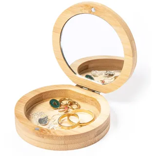 noTrash2003 Kleines Schmuckkästchen Schmucketui Schmuckschatulle aus Bambus mit Spiegel und Magnetverschluss für Ringe Ketten Armbänder Mädchen auch als Mitgebsel für Kindergeburtstage