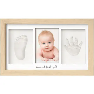 Baby Handabdruck und Fußabdruck Set - Gipsabdruck Baby Hand und Fuß für Neugeborene - Handabdruck Baby Bilderrahmen ​- Fußabdruck Baby Gipsabdruck Set - Baby Dusche Baby Abdruckset (Ash Wood)