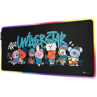 Grupo Erik Mousepad - Mauspad LED BT21 - RGB Mauspad XXL 14 LED-Licht-Modus mit rutschfestem Gummigrundfläche und USB-Kabel - Mousepad XXL - Gaming mauspad 900 x 400 x 40 mm - BT21 Fanartikel - BE ARMY!