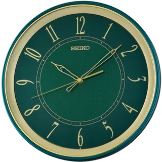Seiko QXA834M 34 cm Quarz Wanduhr Grün/Goldfarben