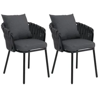 Mendler Esszimmerstuhl HWC-P89 Stoff/Textil anthrazit 2er Set