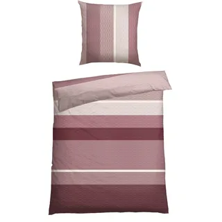 SCHIESSER Endy Stripes Gestreift Lila 135 x 200 cm + 80 x 80 cm