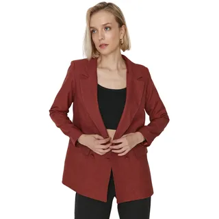 Trendyol Women's Damen Regular Zweireihig Plain Webstoff Blazer Coat, Brown, 36