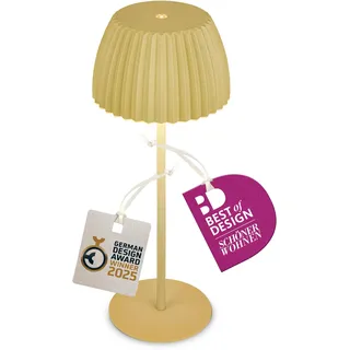 BRILONER - Riffle LED Tischlampe kabellos IP44 mit Lichtkante, Touchdimmer, Akku tauschbar, Nachttischlampe, Leselampe, LED Lampe, Akku Lampe, German Design Award Winner 2025, 14,5x36,5 cm, Grün