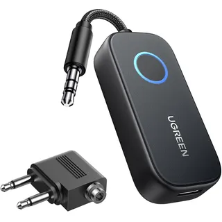 UGREEN aptX HD Bluetooth Empfänger 5.1 Audio HiFi Receiver für Stereoanlage | 2-in-1-Transmitter Sender (RX: 20 Std., TX: 28 Std.) Flugzeug,Stereoanlage, Auto, Fitnessstudio und 3,5-mm-AUX-Adapter