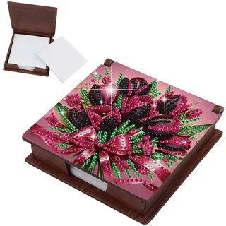 JICFDAO Diamond Painting Zettelbox 11x11cm Notizzettel Box mit 160 Blättern Bürobedarf Organizer Kartensteckplätzen Cube Notiz Box Haftnotiz Organizer für Büro Arbeitsplatz Abschlussgeschenk Blumen