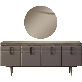 Sideboard Anrichte Grau Schrank Spiegel Kommode Holz Garnitur Kommode - Grau