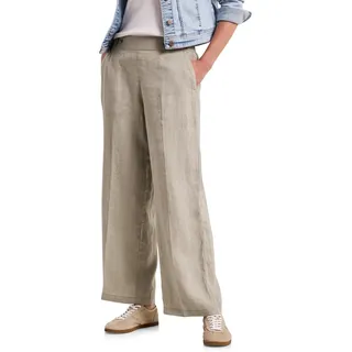 Street One High Waist Wide Leg Hose aus Leinen Timeless beige 42