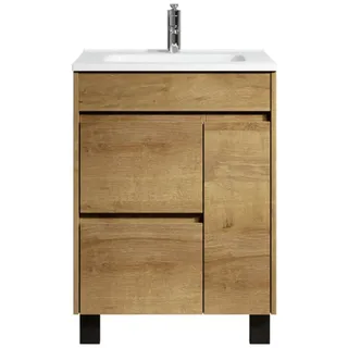 Badezimmer Badmöbel Set Salzburg 60cm Eiche - Unterschrank Schrank Waschbecken W