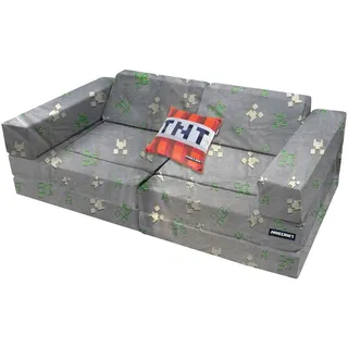 Minecraft Jugend- UND Kindersofa , Grau , Textil , Gaming , Füllung: Polyester , 120x60x60 cm , Relaxfunktion, Liegefunktion, individuell planbar , Wohnzimmer, Sofas & Couches, Schlafsofas, Sonstige Schlafsofas
