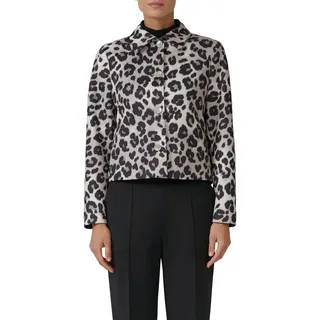 Hemdjacke S.OLIVER BLACK LABEL, Damen, Gr. 40, schwarz (schwarz leo), Web, Obermaterial: 92% Polyester, 8% Elasthan. Futter: 100% Polyester, bedruckt, regular fit taillenbedeckt, gerader Abschluss, Jacken Hemdjacke, mit Hemdkragen