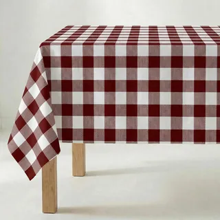 BELUM Tischdecke, Harzbeschichtet, Fleckenabweisend, Granatrot, Kariert, Vichy-Größe, 250 x 140 cm, 100% Bio-Baumwolle
