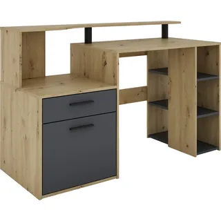 byLIVING Schreibtisch »Louise« Breite 140 cm, Regal-Schreibtisch mit viel Stauraum, braun