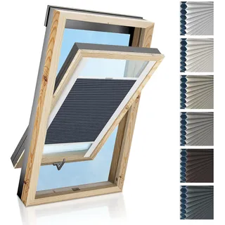 Estika Custom Dachfenster Wabenplissee - nach Maß - Premium Kollektion 7 Stofffarben - Breite 30-120 cm, Höhe 50-149 cm - Dachfensterrollo, Sonnenschutz Dachfenster, Thermo-Plissee