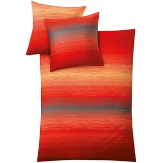 KLEINE WOLKE Chicago Gestreift Rot 135 x 200 cm + 80 x 80 cm