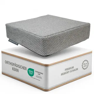 Sitzkissen Orthopädisch mit Memory Foam - Ergonomisches Sitzkissen Stuhl als Sitzerhöhung (10 cm Kissenhöhe) - Für Stuhl, Bürostuhl, Auto & Rollstuhl - Rutschfest & Waschbar - Stuhlkissen 40x40 Grau