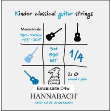 Hannabach 653064 Klassikgitarrensaiten Serie 890 1/4 Kindergitarre Mensur: 49-52cm - D4w