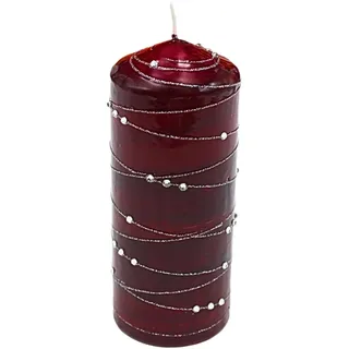 Dekohelden24 Edle Stumpenkerze 16 cm rot