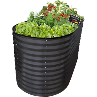 Hochbeet Metall oval 160x80x78cm anthrazit, Pflanzbeet wetterfest, Gartenbeet - Grau