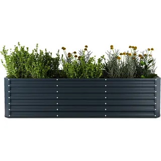 Blumfeldt High Grow Straight Hochbeet, 1.440 L Rechteck Aus Galvalume-Stahl Für Blumen, Kräuter & Gemüse – Rostbeständig, Offene Bodenstruktur, Einfacher Aufbau - Schwarz